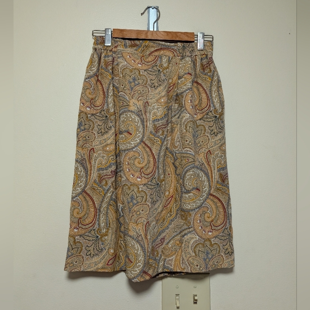 Liz Claiborne Collection 100% Silk Paisley Midi Skirt – Size 8